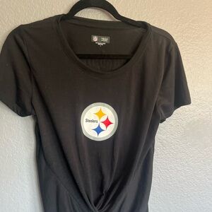 Pittsburgh Steelers NFL Black and Yellow Short Sleeve Tie Front T-Shirt